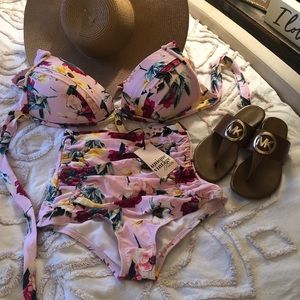 Floral Bikini in pink floral by Unique Vintage